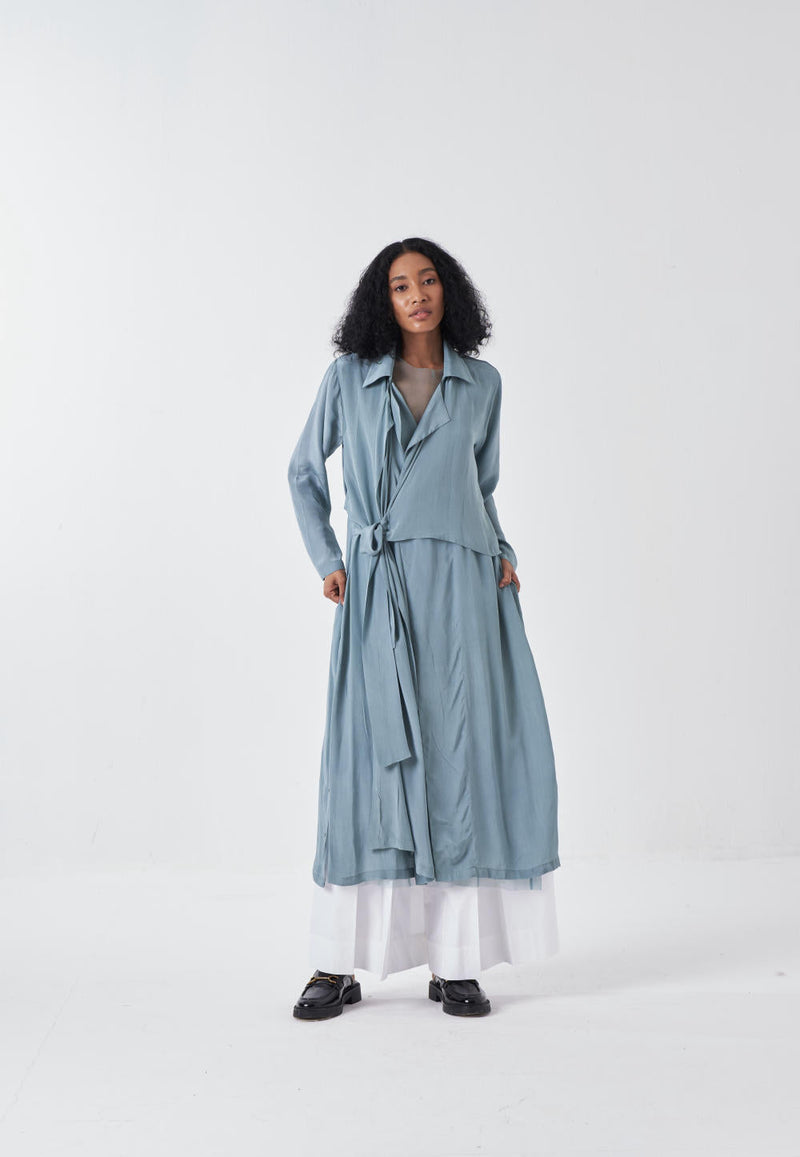 TIE JACKET-NIAGRA BLUE poplin by THREE for women Worldwide