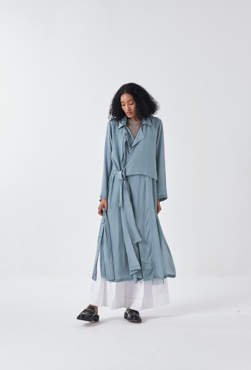 TIE JACKET-NIAGRA BLUE poplin by THREE for women Worldwide