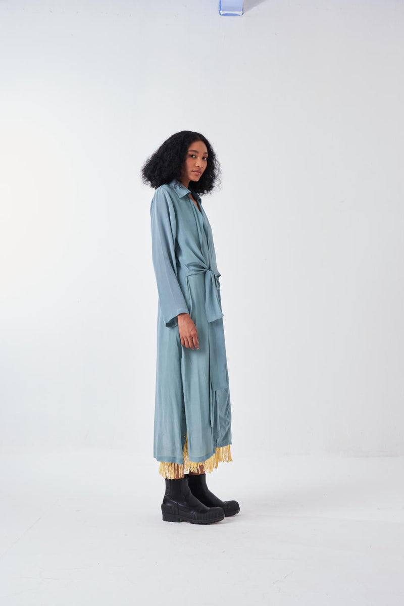 TIE JACKET-NIAGRA BLUE poplin by THREE for women Worldwide