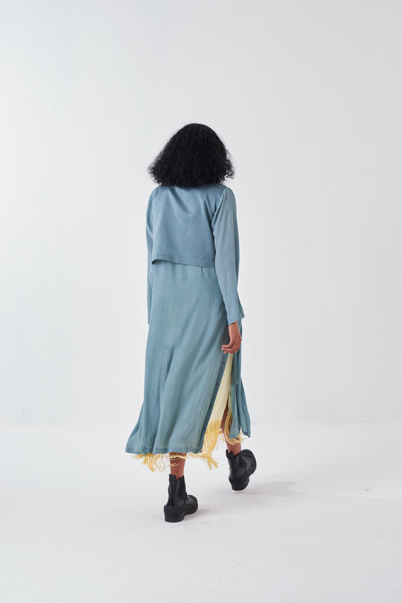 TIE JACKET-NIAGRA BLUE poplin by THREE for women Worldwide