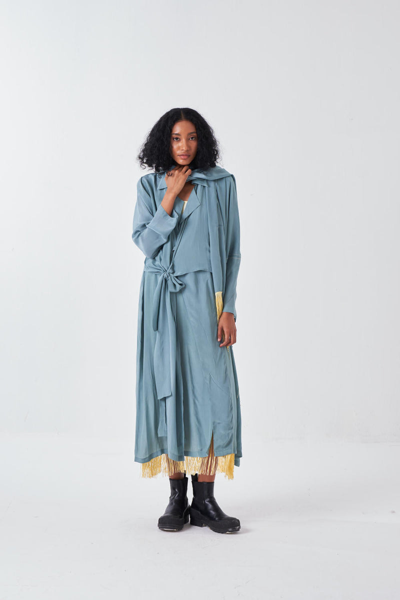 TIE JACKET-NIAGRA BLUE poplin by THREE for women Worldwide