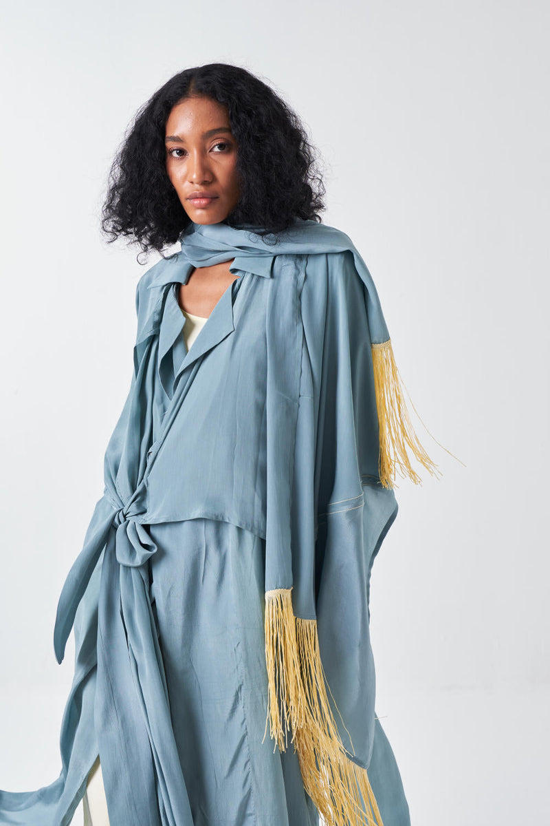 TIE JACKET-NIAGRA BLUE poplin by THREE for women Worldwide