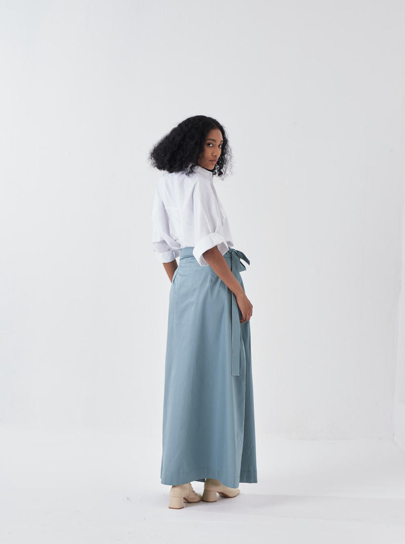 ANTI FIT SHIRT CO-ORD-NIAGRA BLUE & WHITE (SET OF 2) poplin by THREE for women Worldwide
