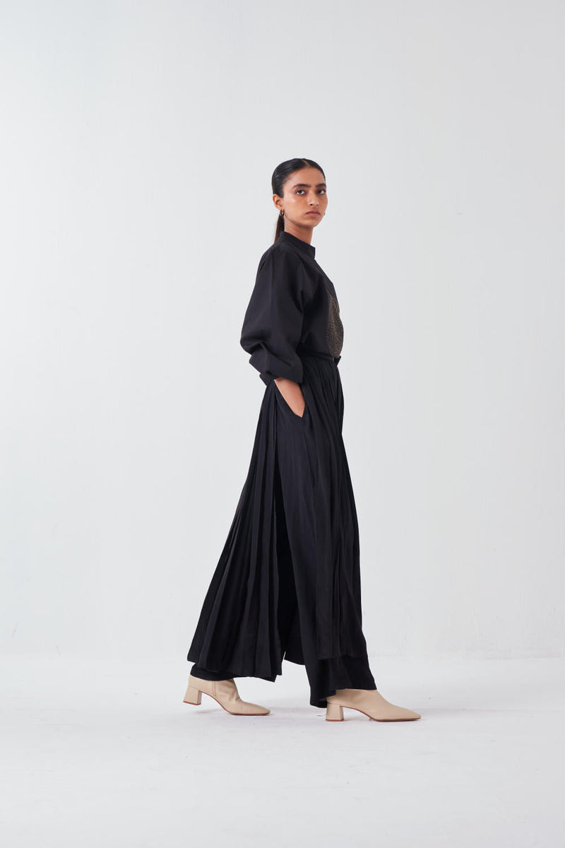 SKIRT PANT-BLACK (SS25-B15) poplin by THREE for women Worldwide