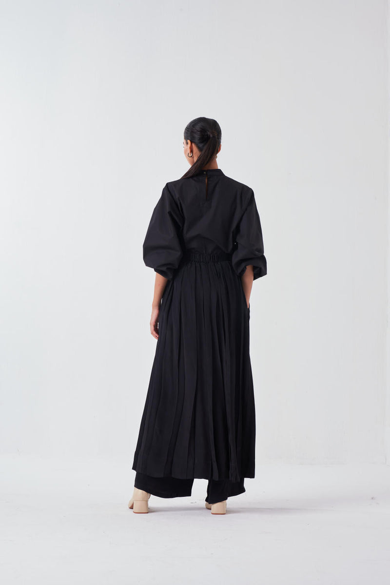 EMB. CIRCLE TOP-BLACK chanderi by THREE for women Worldwide
