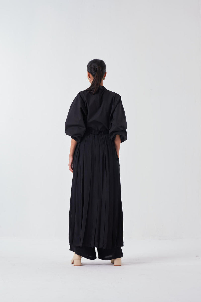 EMB. CIRCLE TOP-BLACK chanderi by THREE for women Worldwide