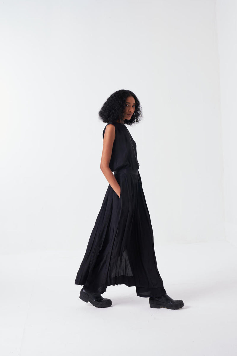 SKIRT PANT-BLACK (SS25-B15) poplin by THREE for women Worldwide