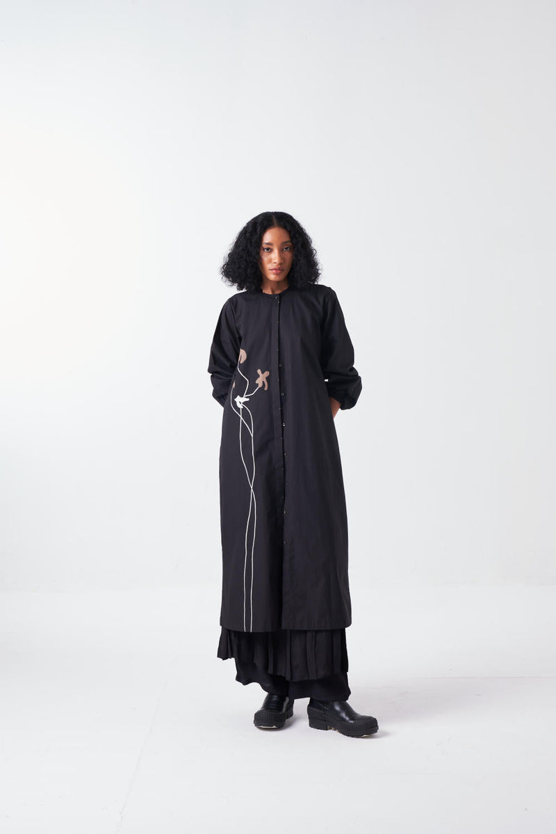 POPPY BACK YOKE JACKET CO-ORD-BLACK (SET OF 3) poplin by THREE for women Worldwide