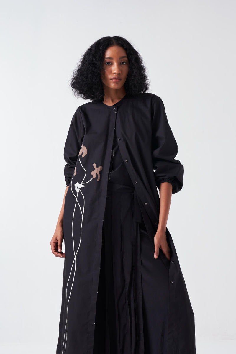 POPPY BACK YOKE JACKET-BLACK poplin by THREE for women Worldwide