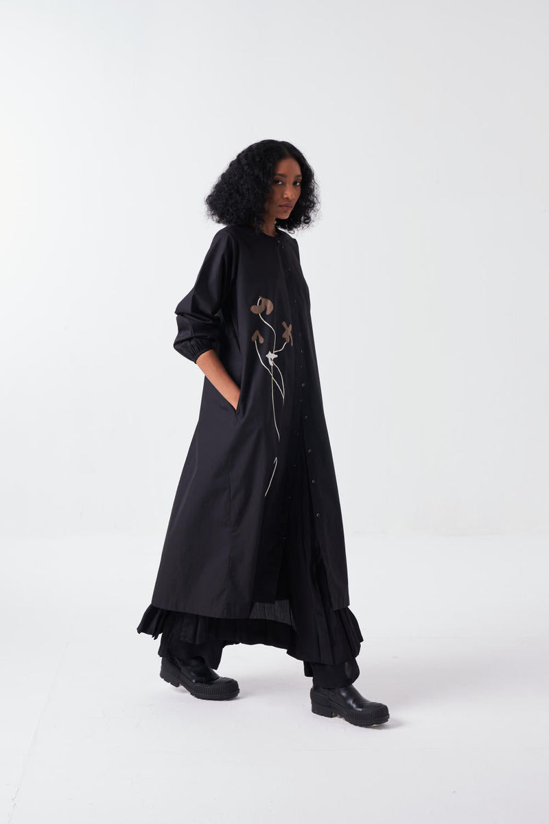POPPY BACK YOKE JACKET CO-ORD-BLACK (SET OF 3) poplin by THREE for women Worldwide