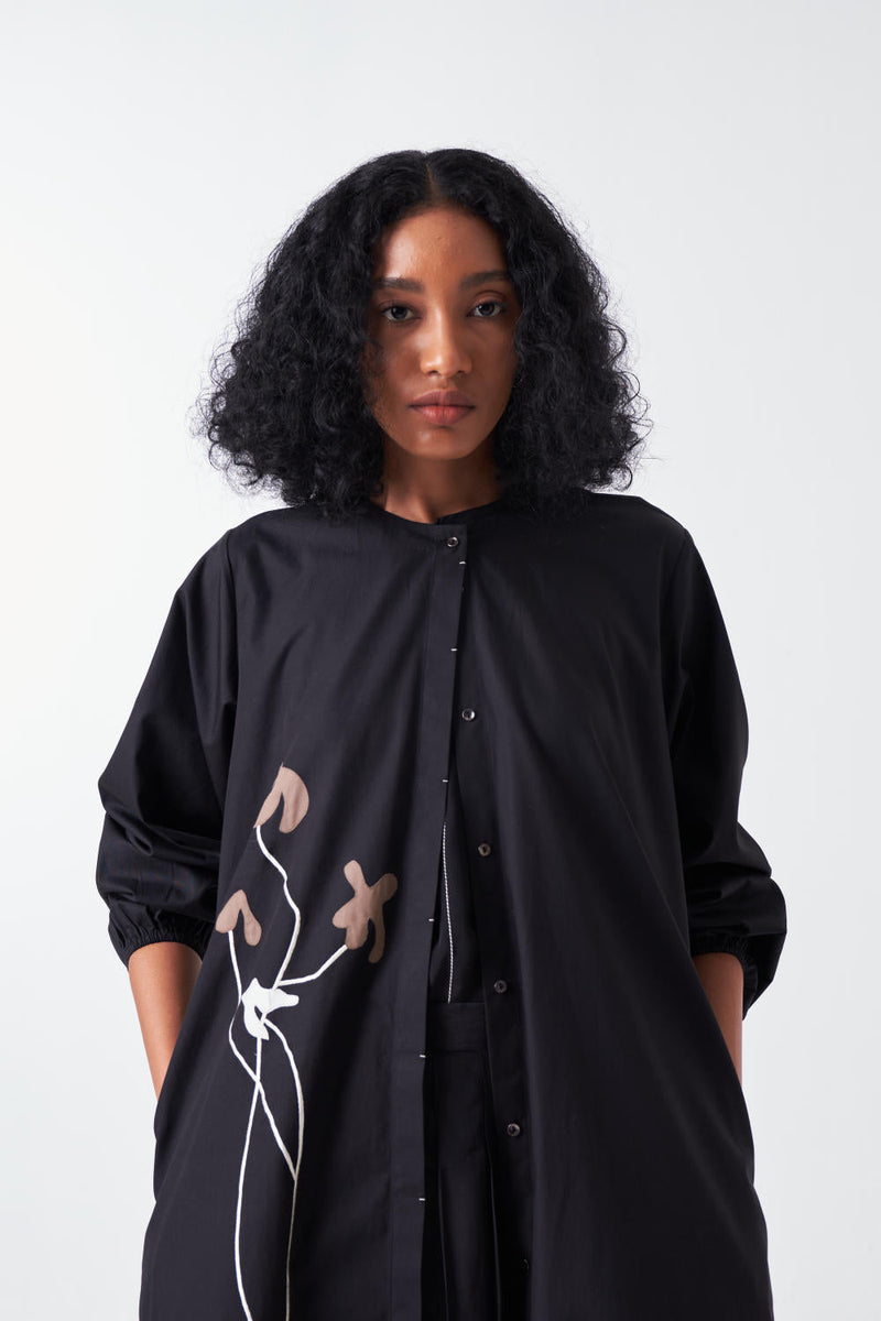 POPPY BACK YOKE JACKET-BLACK poplin by THREE for women Worldwide