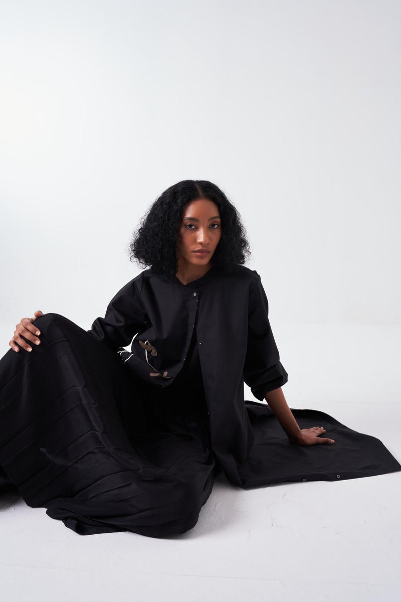 POPPY BACK YOKE JACKET-BLACK poplin by THREE for women Worldwide