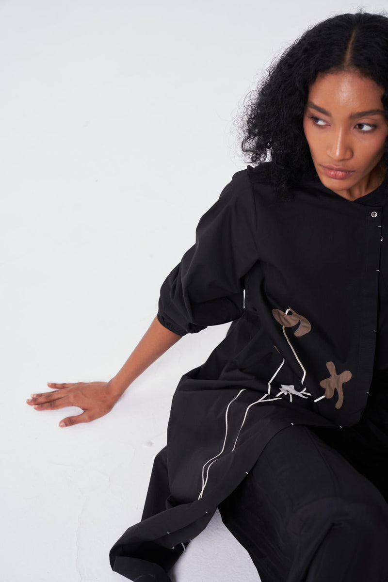 POPPY BACK YOKE JACKET-BLACK poplin by THREE for women Worldwide