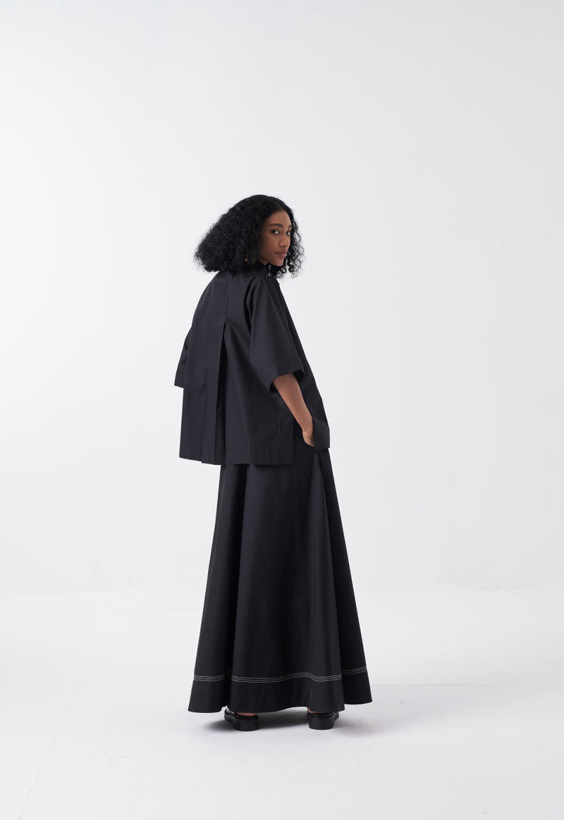 WIDE LEG BROAD BOTTOM-BLACK by THREE for women Worldwide