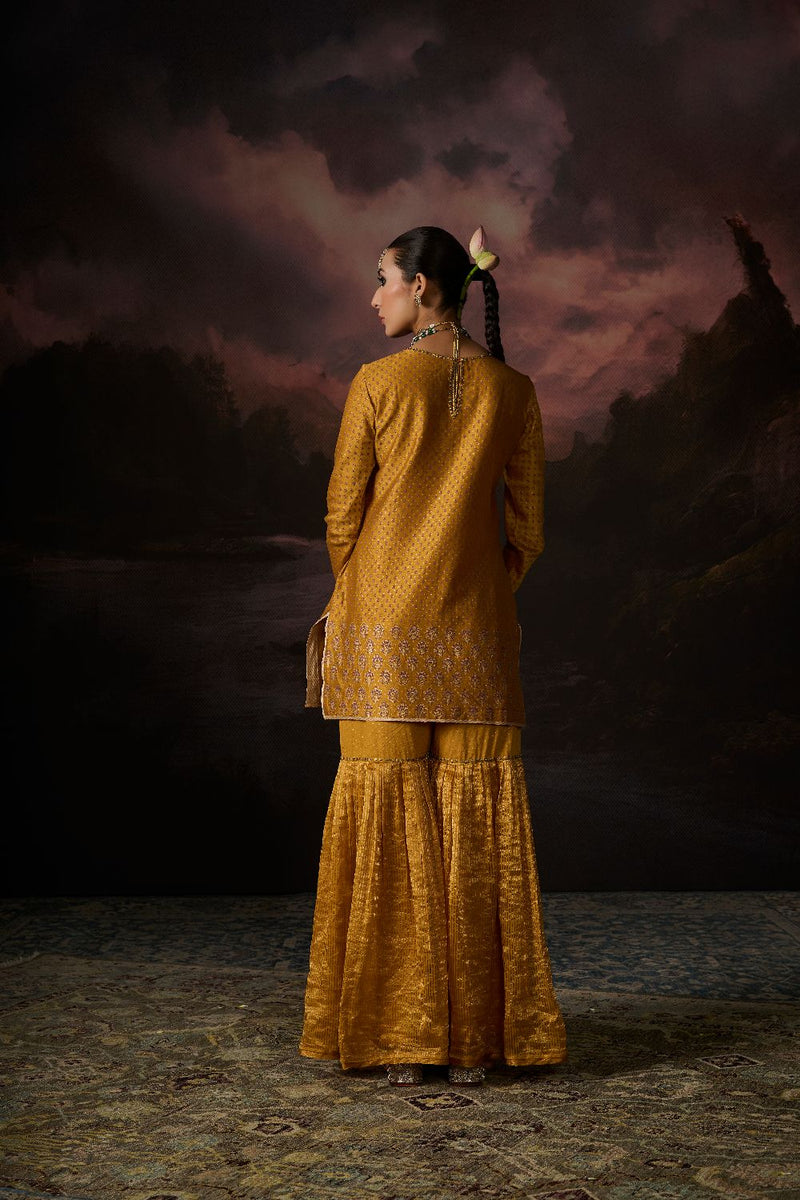 FIROZ KURTA chanderi by SWATTI KAPOOR in yellow color for women Worldwide