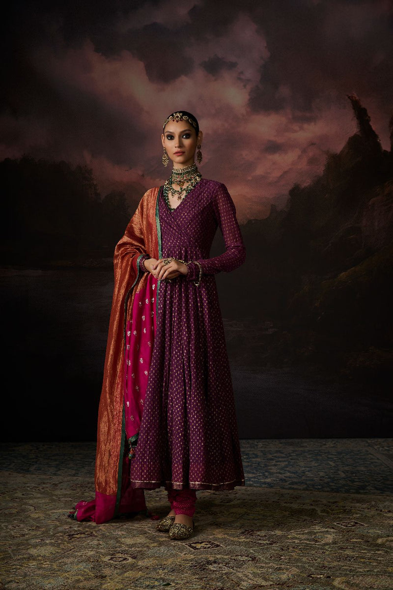 FIZA KURTA chanderi by SWATTI KAPOOR in purple color for women Worldwide