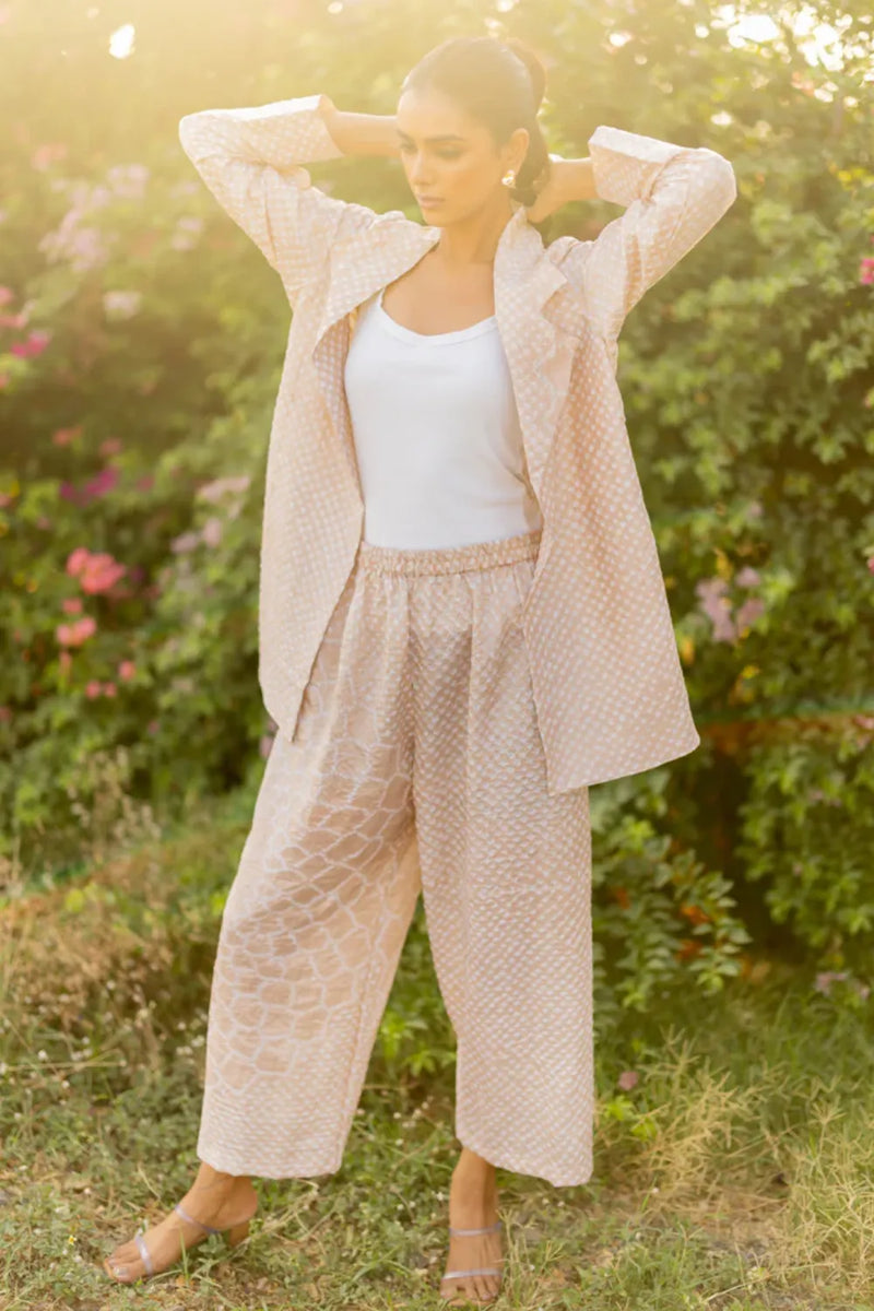 FLORA BLAZER-BEIGE silk by Dyelogue in beige color for women Worldwide