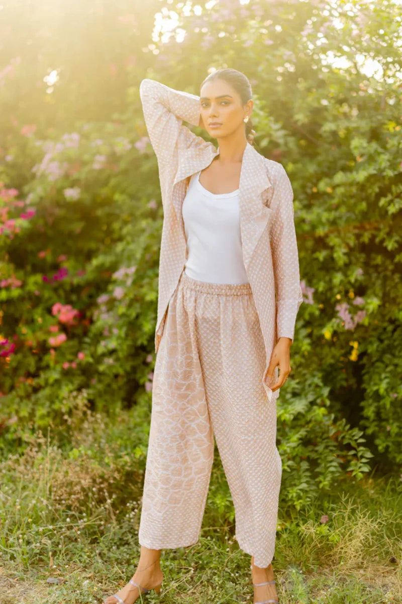 FLORA BLAZER-BEIGE silk by Dyelogue in beige color for women Worldwide