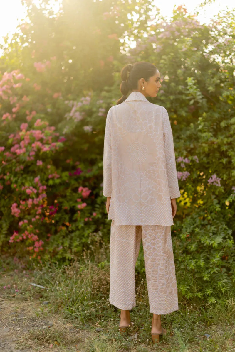 FLORA BLAZER-BEIGE silk by Dyelogue in beige color for women Worldwide