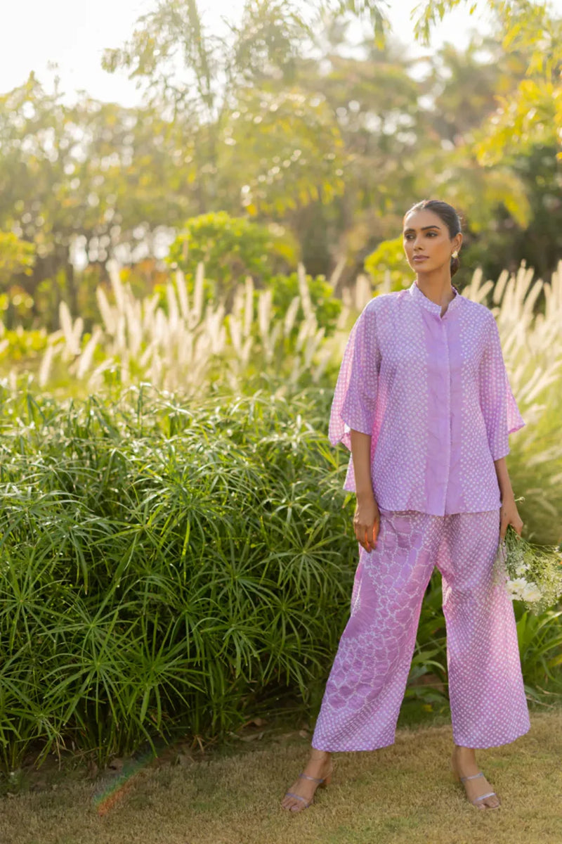 FLORA PANTS-LAVENDER silk by Dyelogue for women Worldwide