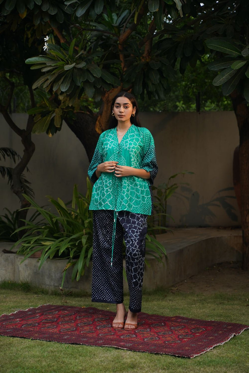FLORA PANTS-DARK INDIGO silk by Dyelogue for women Worldwide