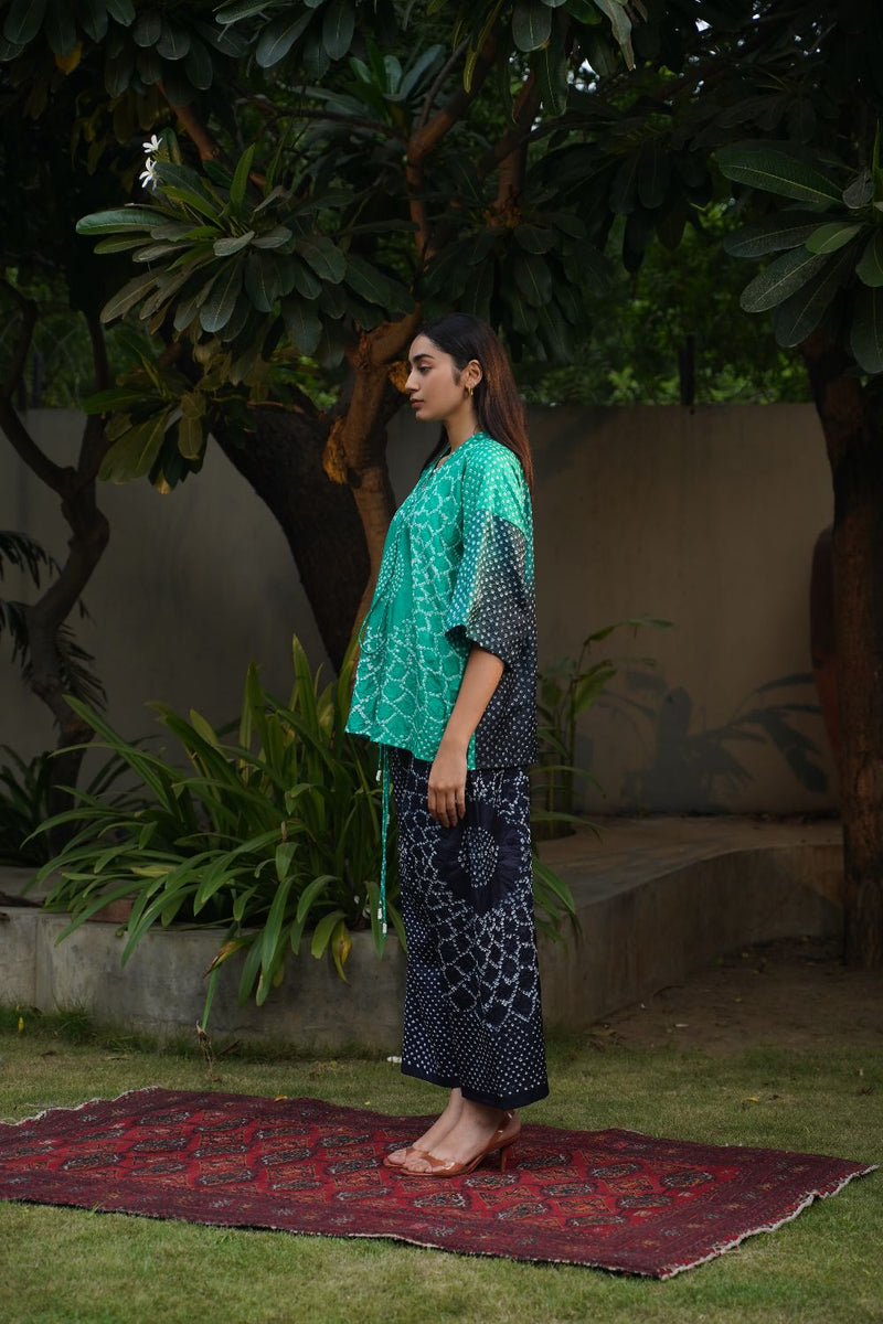 FLORA PANTS-DARK INDIGO silk by Dyelogue for women Worldwide