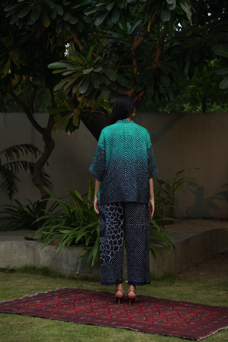 FLORA PANTS-DARK INDIGO silk by Dyelogue for women Worldwide