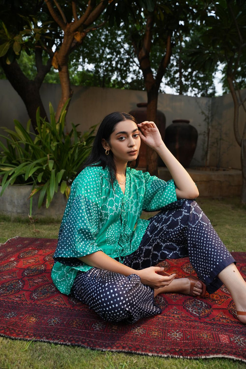 FLORA PANTS-DARK INDIGO silk by Dyelogue for women Worldwide