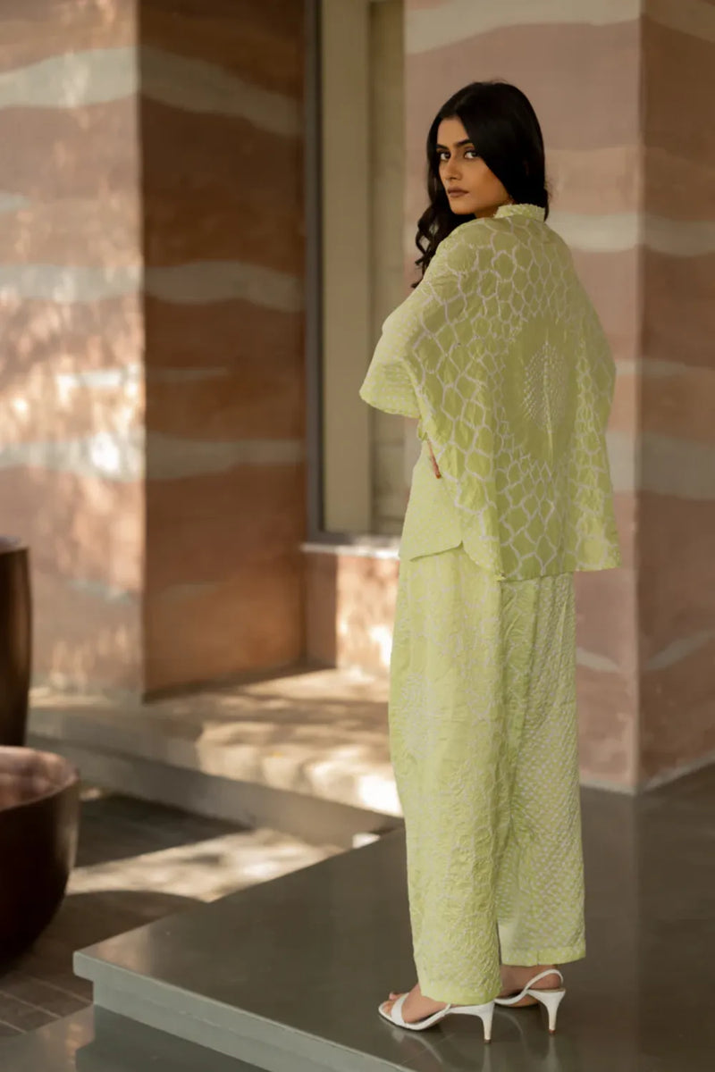 FLORA SHORT M KAF SHIRT-MINT GREEN silk by Dyelogue in green color for women Worldwide