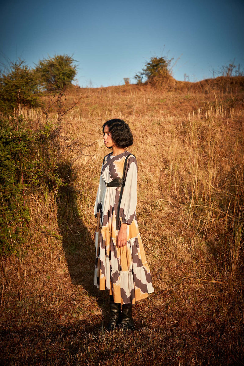 Dunetime Shibori Dress cotton by Khara Kapas in white for women Worldwide