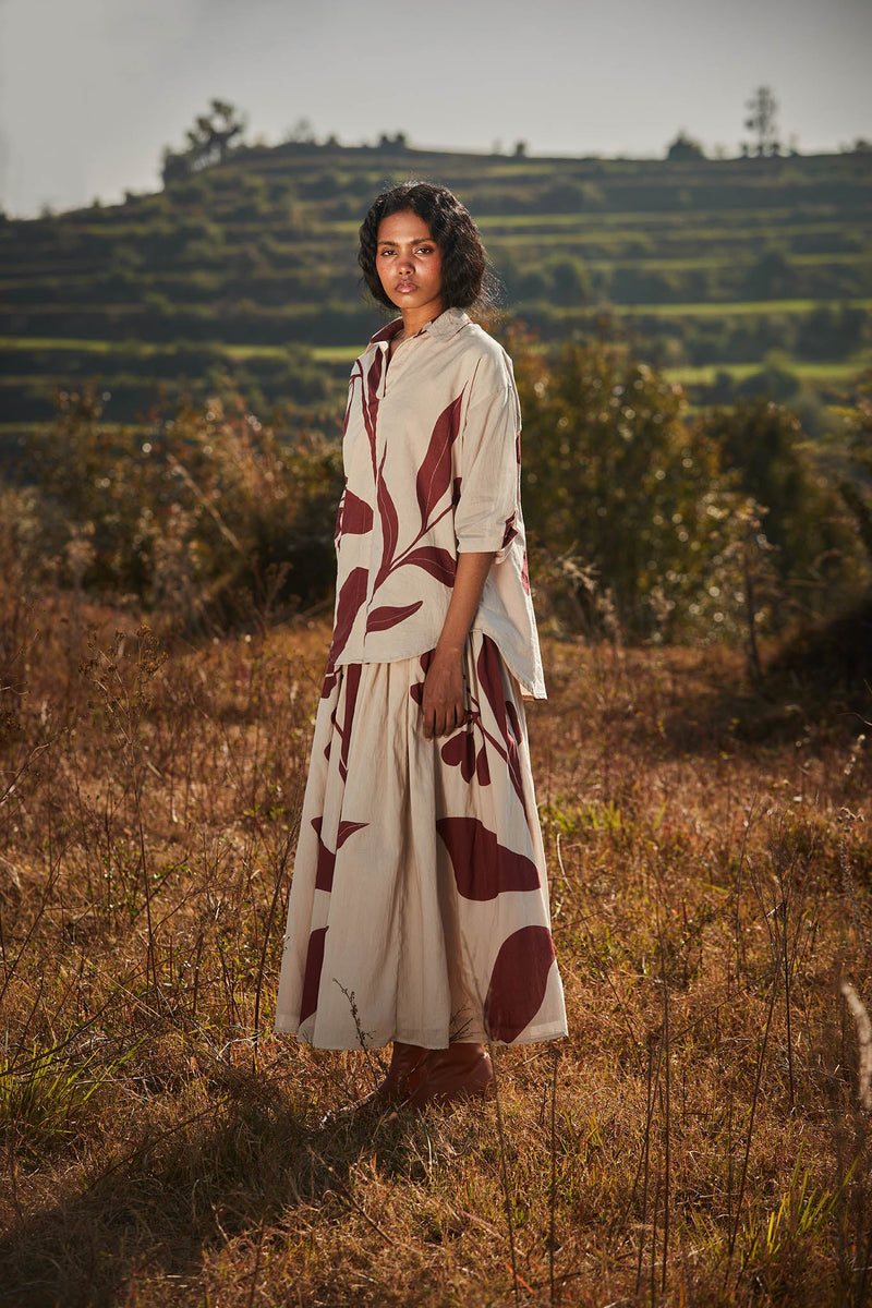 Burnt sienna skirt cotton by Khara Kapas in beige for women Worldwide