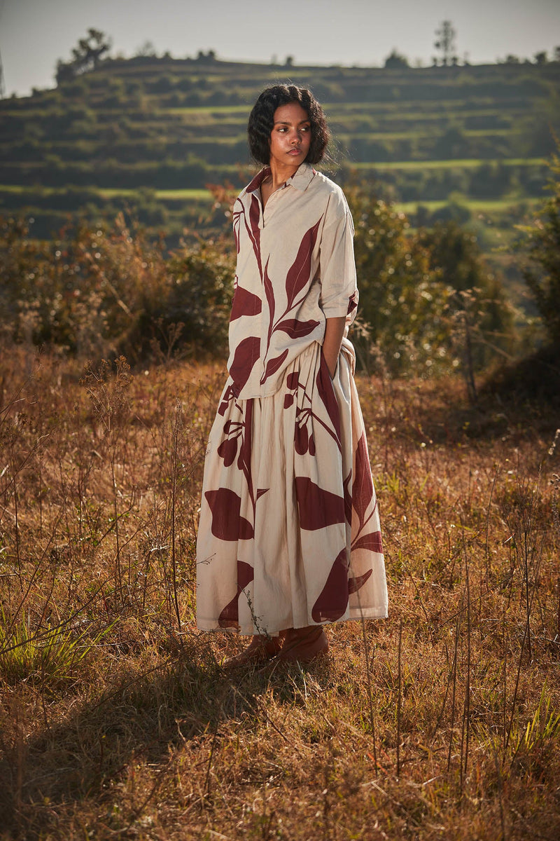 Burnt sienna skirt cotton by Khara Kapas in beige for women Worldwide