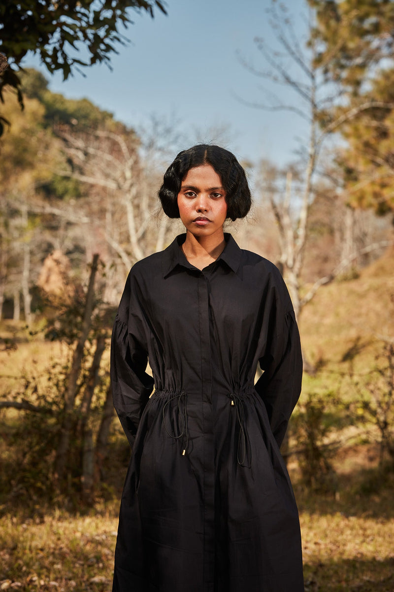 Raven Parkha dress poplin by Khara Kapas in black for women Worldwide