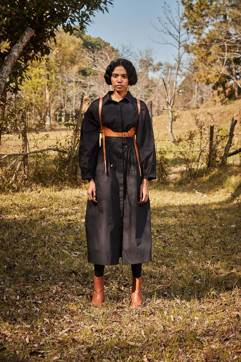 Raven Parkha dress poplin by Khara Kapas in black for women Worldwide