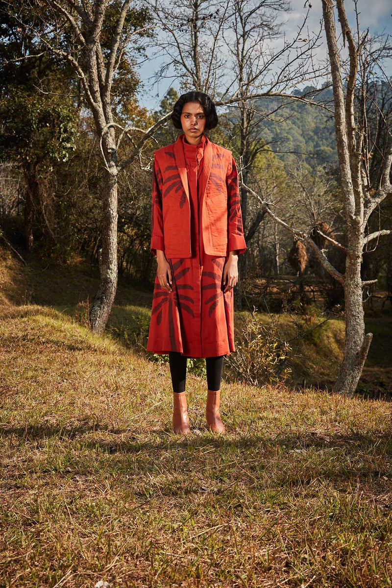 Autumn Blaze co-ord set cotton by Khara Kapas in red for women Worldwide