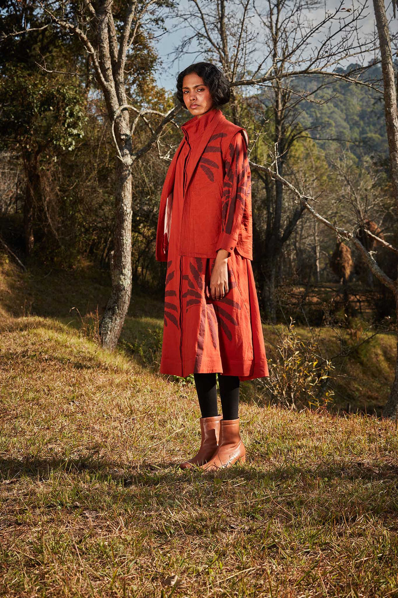 Autumn Blaze co-ord set cotton by Khara Kapas in red for women Worldwide