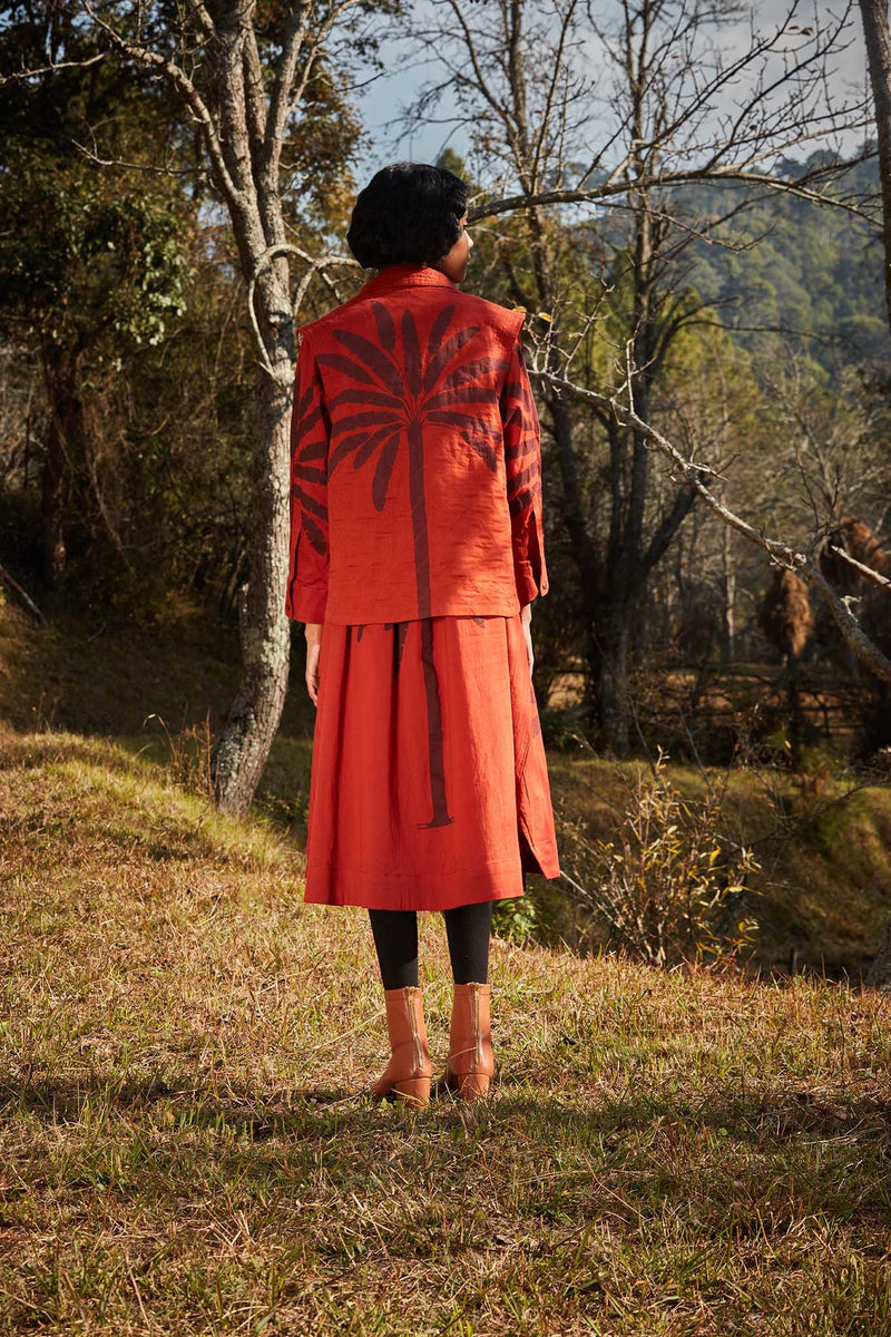 Autumn Blaze co-ord set cotton by Khara Kapas in red for women Worldwide