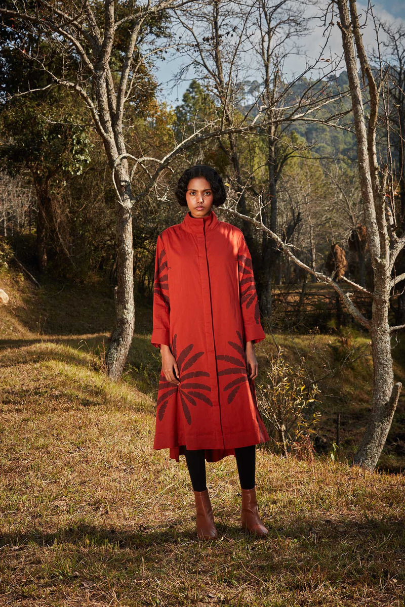 Autumn Blaze Dress cotton by Khara Kapas in red for women Worldwide
