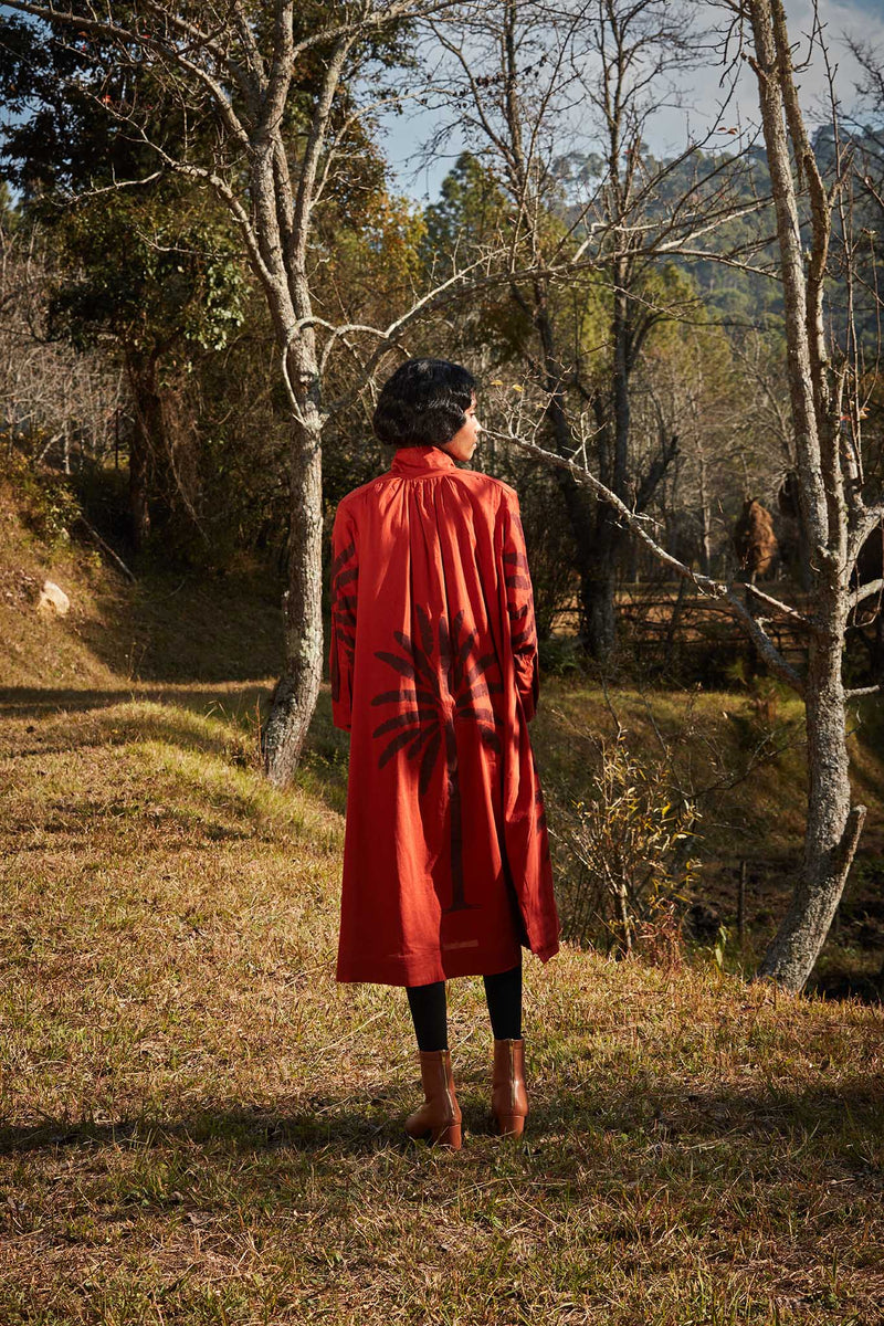 Autumn Blaze Dress cotton by Khara Kapas in red for women Worldwide