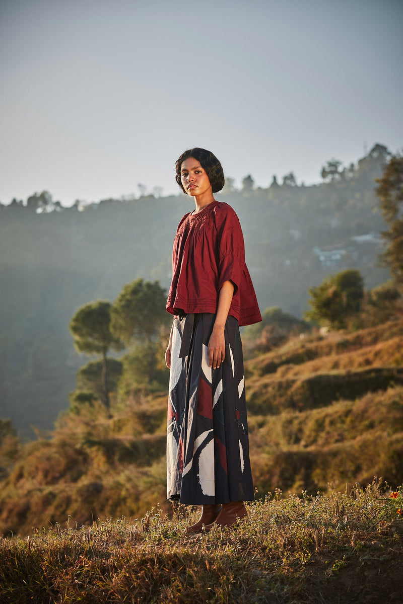 Dappled Petal skirt Pants mul by Khara Kapas in multi for women Worldwide