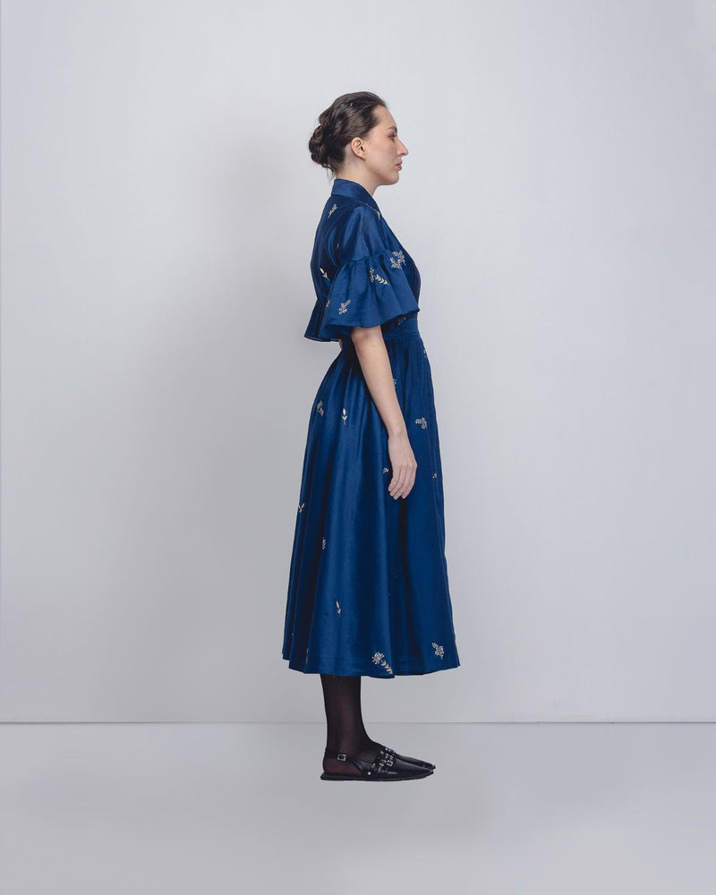 Fons Dress - Cobalt Blue cotton by Leh Studios in blue color for women Worldwide
