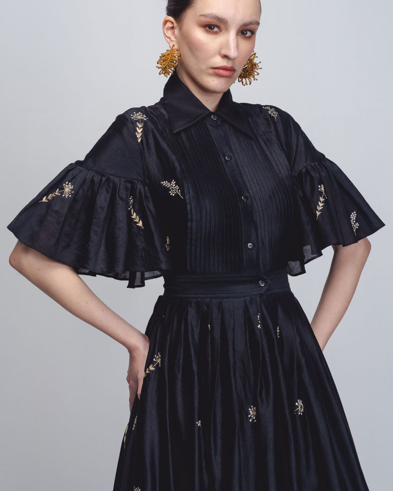 Fons Dress - Black cotton by Leh Studios in black color for women Worldwide