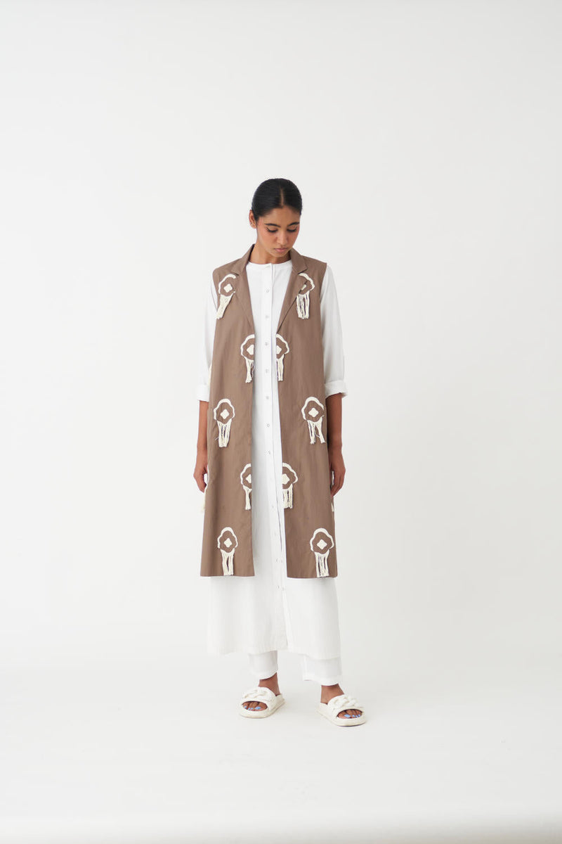 FRINGE BACK PLEAT JACKET (SET OF 3) - CEDAR poplin by THREE for women Worldwide