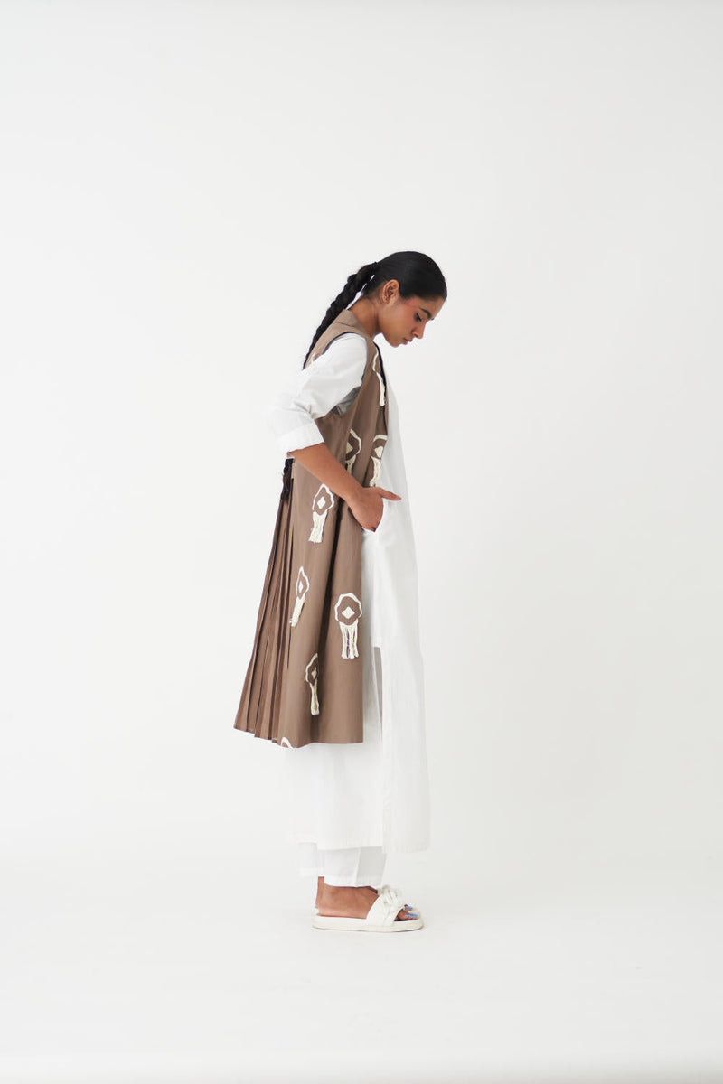 FRINGE BACK PLEAT JACKET (SET OF 3) - CEDAR poplin by THREE for women Worldwide