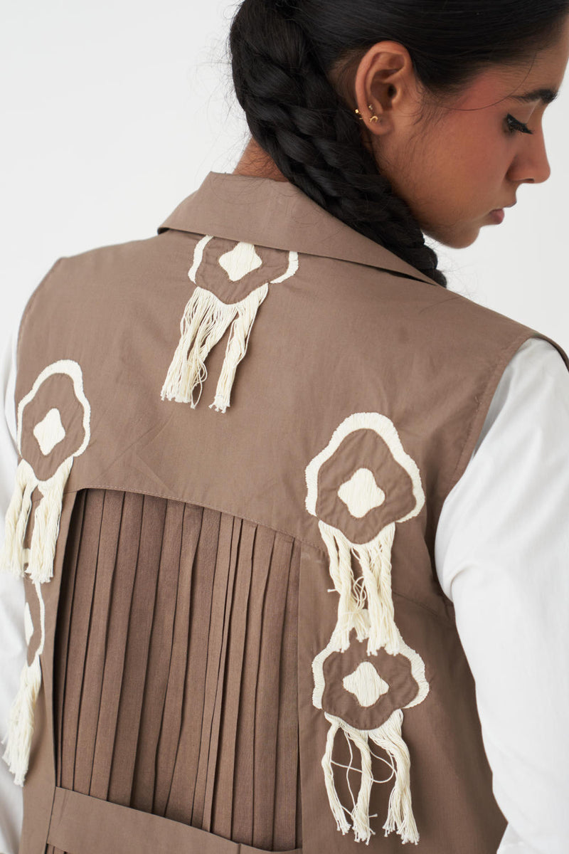 FRINGE BACK PLEAT JACKET - CEDAR poplin by THREE for women Worldwide
