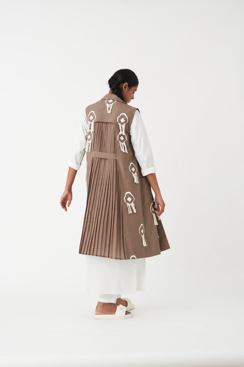 FRINGE BACK PLEAT JACKET (SET OF 3) - CEDAR poplin by THREE for women Worldwide