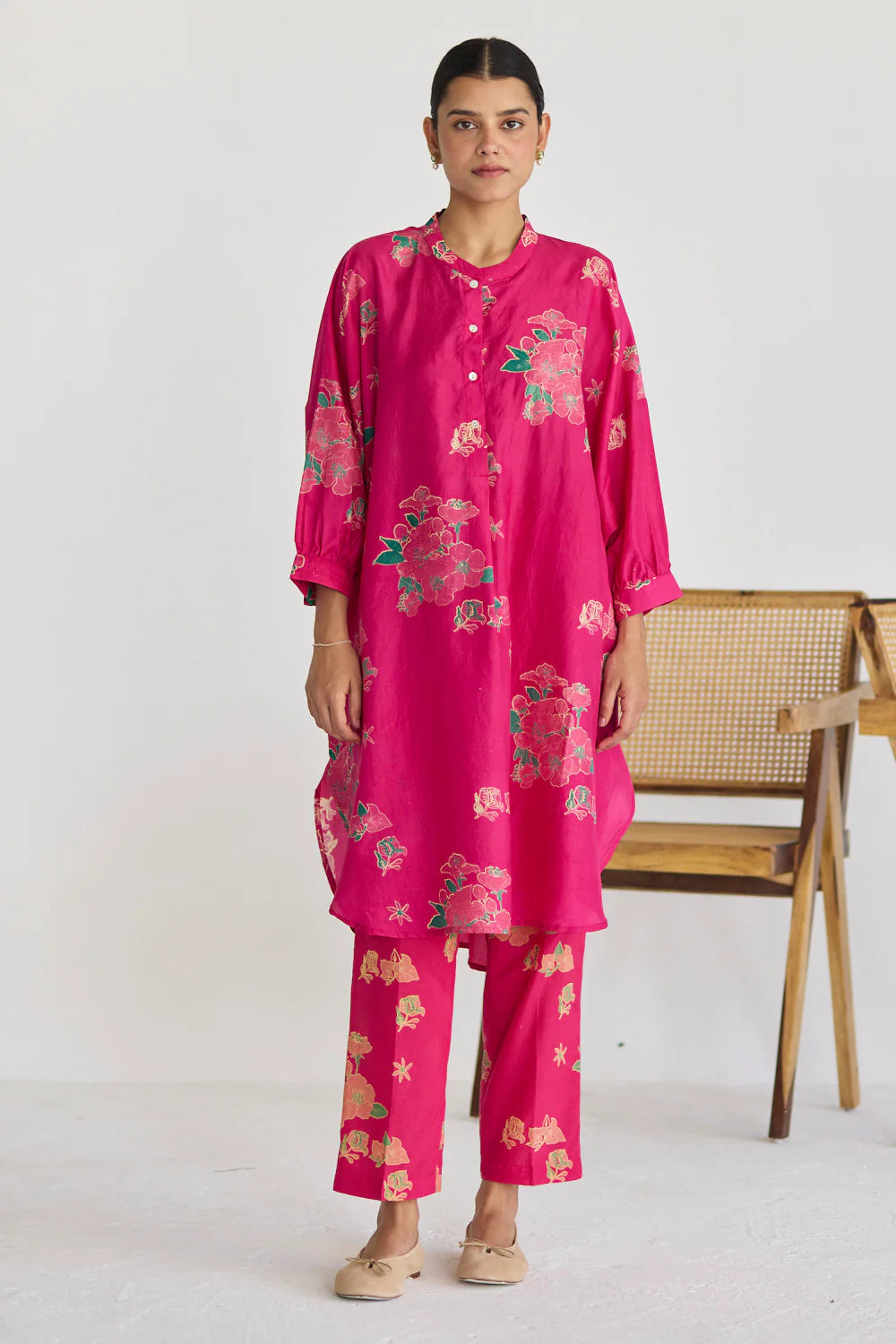 FUCHSIA BOUGAINVILLEA KURTA SET