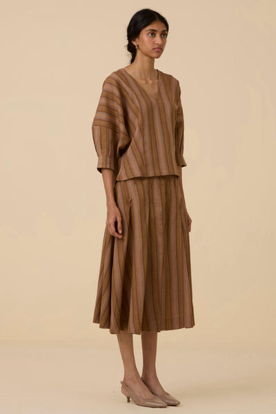 Faizaan Brown Stripe Handwoven Set