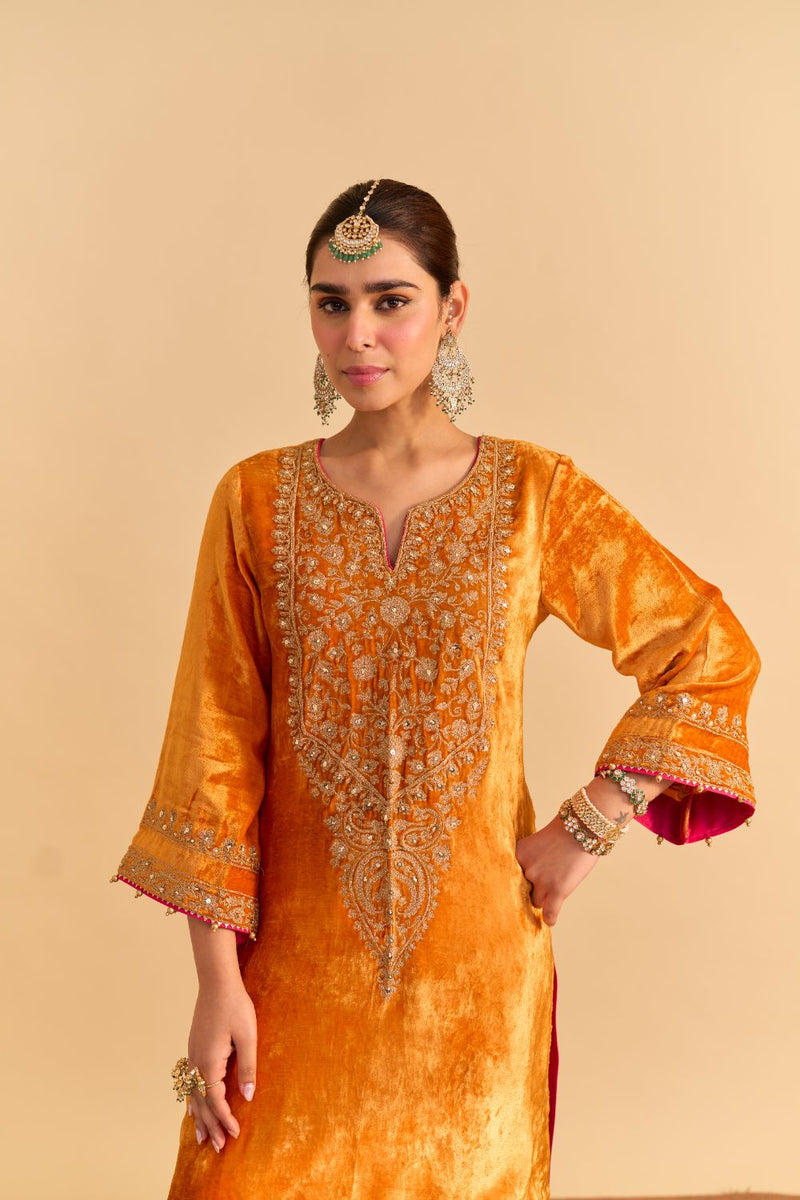 Fareeha - Orange Kurta with Salwar and Dupatta by SHEETAL BATRA for women Worldwide