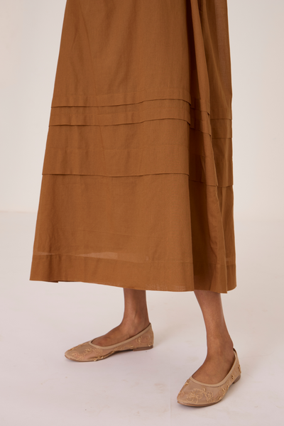 Fares Brown Gathered Dress